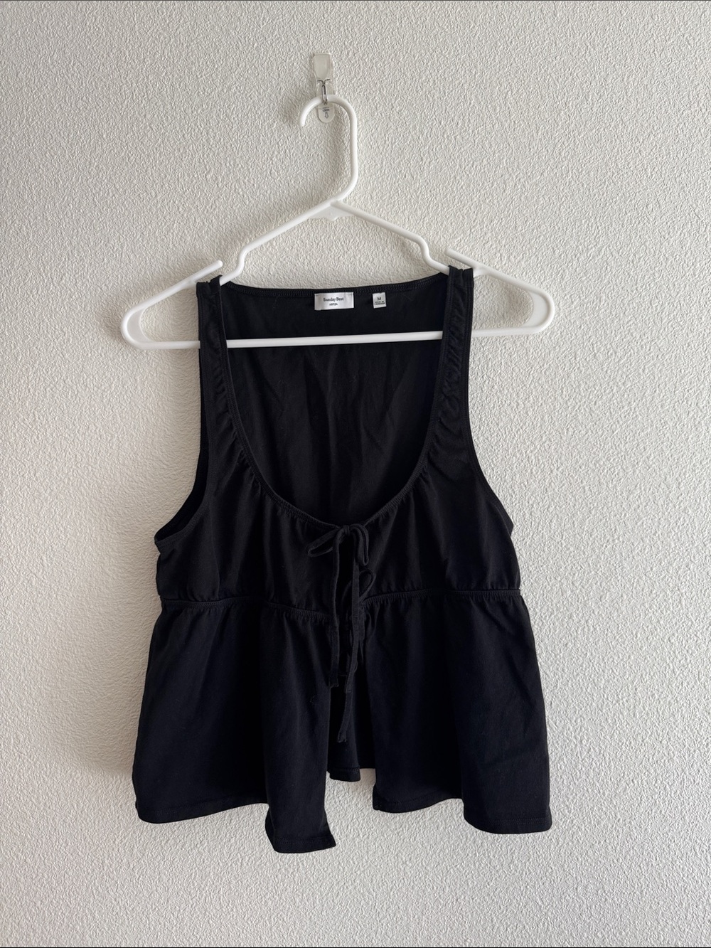 Sunday Best Black Tie-Front Tank Top